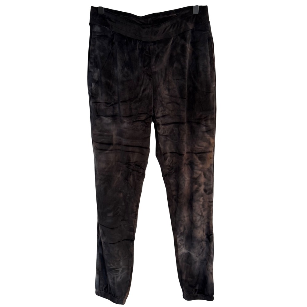 Beachlunchlounge Collection Velvet Joggers Tie Dye Charcoal Black Small NWT